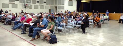 This is only a portion of the 175 attendees at the Town Hall Meeting on March 4, 2024. They started out with only 75 chairs but quickly realized that number was way under estimated. Thanks, San Saba County, for being involved!