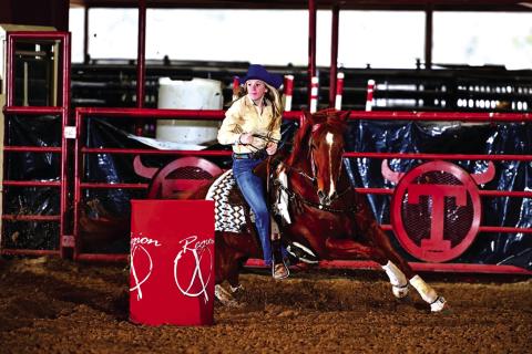 Reg X Texas JH Rodeo Association Champion Barrel Racer Sydni Rae Jones competing at Circle T Arena in Hamilton on Sunday Courtesy of Ricci Grimes-Jones