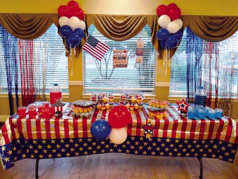 Even though the rains came pouring down, we were able to enjoy a festive 4th of July hamburger luncheon before we evacuated. Courtesy of San Saba Rehabilitation