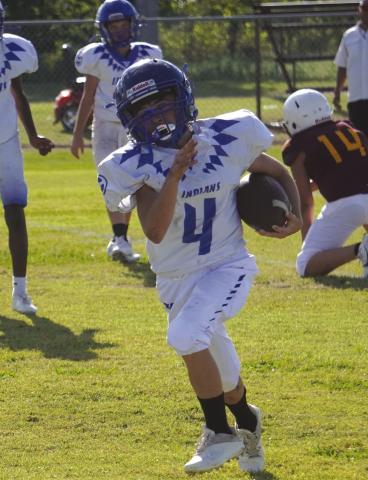 Cherokee JH ‘s Asher Williams running the ball against Morgan Courtesy of Valerie Valdez