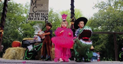 Costume Contest Winners 0-Kinder - (l-r): Aristotle Pafford (3rd place), Addilyn Easion (1st place), Ryker Williams (2nd place)