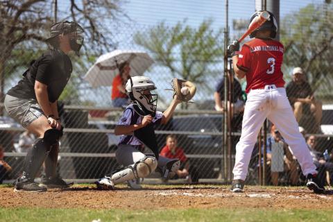Catcher Brian Rocha with his eye on the ball