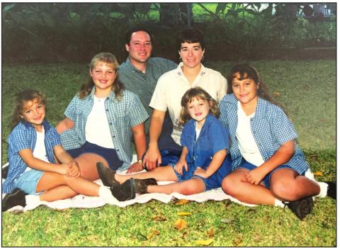 Crosby Family then (1998) - Sam and Jan Crosby and their four girls, (left to right) Tarah, Sarah, Joannah, and Hannah.