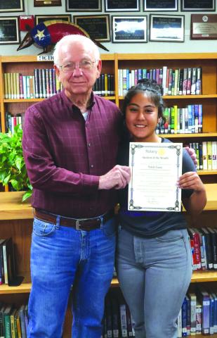 Rotarian Jerry Blankenship with Natalie Cuevas, April Student-of-the-Month