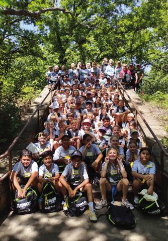 The kampers and leaders gather for a group photo on the first day of Kids’ Kamp fun!