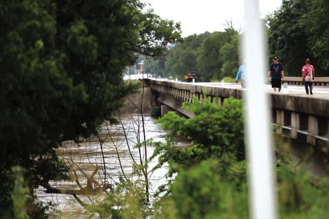 You don’t usually see anyone walking on this bridge on Highway 16 at the San Saba River. But last Friday, July 4th, folks were closely watching the waters rise underneath the bridge. Courtesy of Kayti Lackey