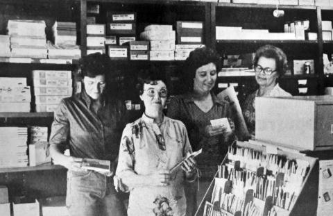 40 Years Ago - CHECKING ON NEW OFFICE ITEMS at The News &amp; Star Offce Supply, these ladies are ready to help area businesses and homemakers with their offce supply needs. Jean Reeves, Evelyn French and Jo Harrison assist offce supply manager Donna Blossman. Mrs. Blossman is adding new items each week and setting up displays for customers' convenience.
