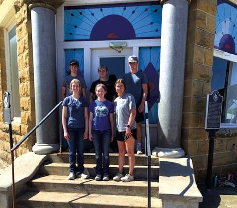 NHS Students: Front Row - Kinzley and Kassandra Daly, Mrs Locker (sponsor); Back Row Jaspur Farris, Christian McKinnerney, and Brice Roesler. See the story about their hard work in the Richland Springs Report inside this edition. Photo by Sue Ransom
