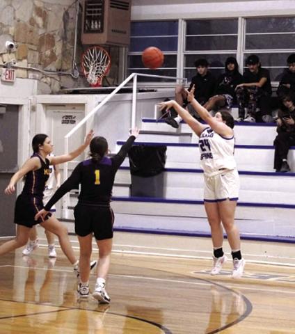 #24 Kinzlee Salas with a big 3 to help lead the Lady Coyotes to the BIG WIN over Mullin.