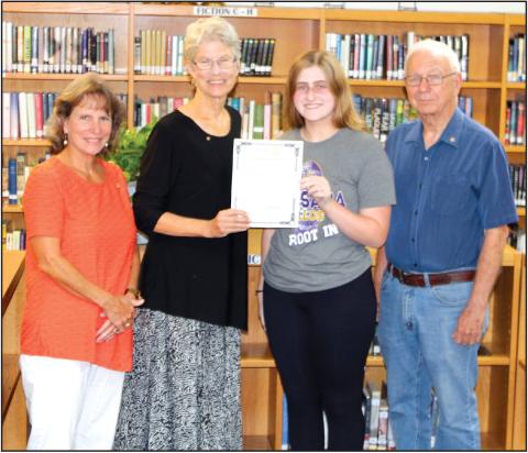 Pictured here are Rotarians Jacqueline Carlson and Beth Griess, Delaney, and Rotarian Jerry Blankenship
