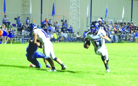 Billy Perry #17 finding a clear path down the field in Friday’s game against Cherokee. Billy’s stats: Rushing 10/118 - 2 TD; Passing 5/11 - 100 yards. Defense: 6 Tackles; .5 Sack - Def. Safety