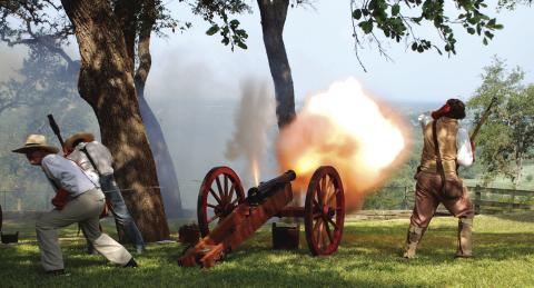 “The Texas Dare Devils’ shown here at “Hero’s Day” will be firing a salute to Texas Independence Day Saturday evening at “A Night at the Museum.” Courtesy of O. Scott Dunbar