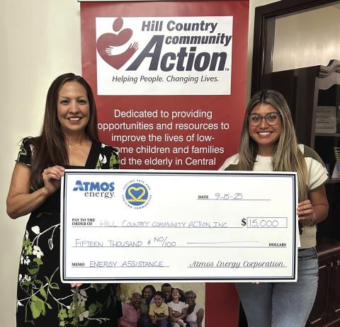 Leticia Saenz, Public Affairs Manager for Atmos Energy (left) and Christina Robles, Energy Director for Hill Country Community Action (right)