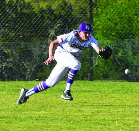 Right fielder Logan McHam going for the ball.